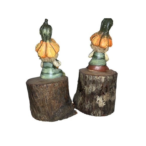 Fall/ Autumn Decor- Children with gourd Hats Sitting on Logs - Picture 6 of 9